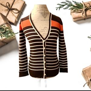 Lauren Ralph Lauren Striped Long Sleeve Color Block Cardigan